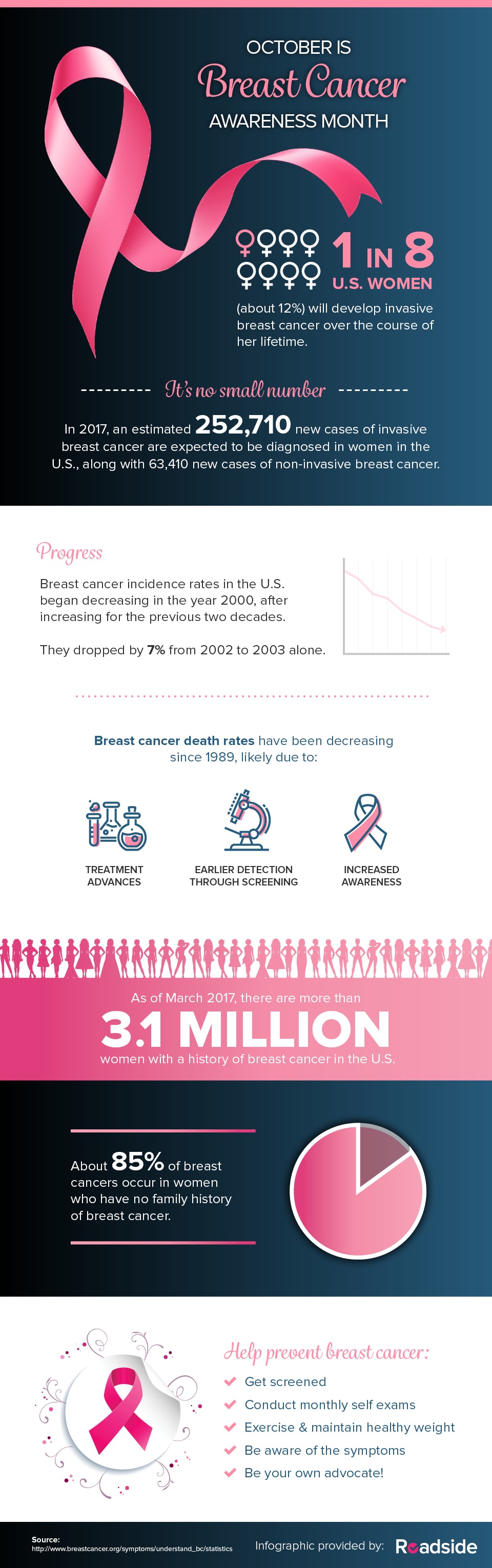 Infographic featuring 2017 breast cancer statistics